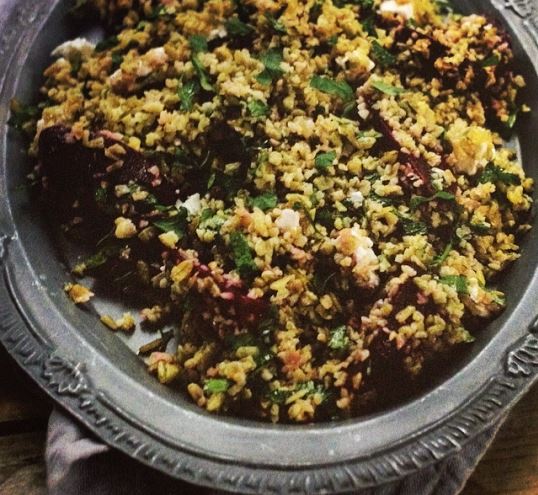 Freekah salad with beetroot and feta