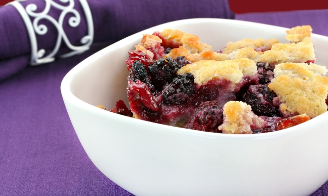 Blackberry and apple cobbler