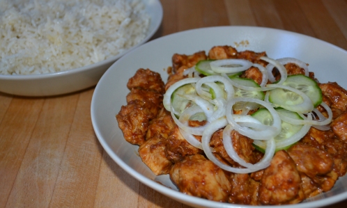 Chicken satay with coconut rice