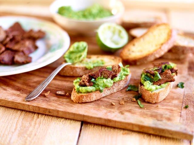 Crostini with Spiced Lamb and Avocado