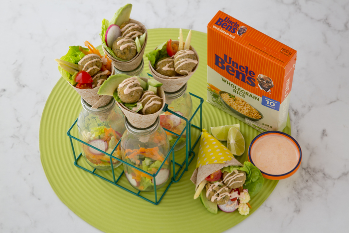  Falafel Power Ball Wraps with Sweet Chilli Mayo 