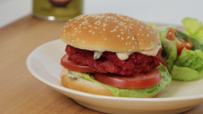 Chickpea and beetroot burger