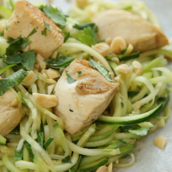 Zesty chicken and courgette spirals