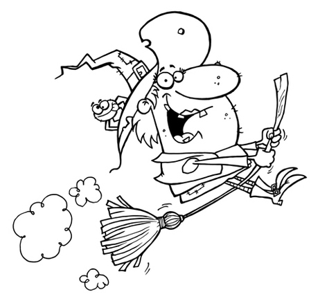 Witch flying on a broomstick