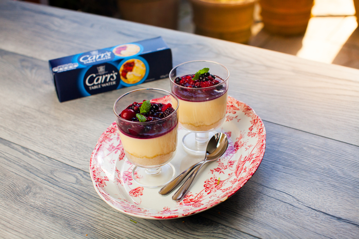 Deconstructed panna cotta with Carr's Table Water Crackers