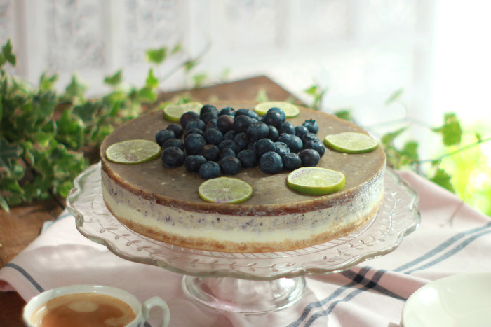 Blueberry gin and tonic cheesecake