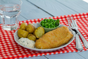 Cod Fillets with rosemary & sea salt mini roasted potatoes and easy homemade tartare sauce