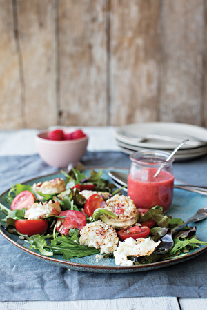 Goats cheese salad with raspberry dressing