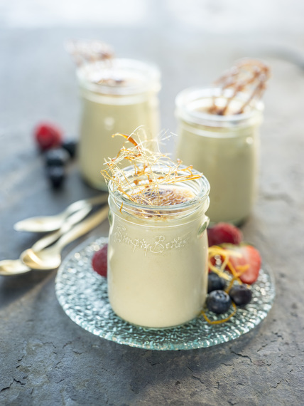 Crème pots with seasonal berries 