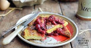 French toast with raspberries and vanilla