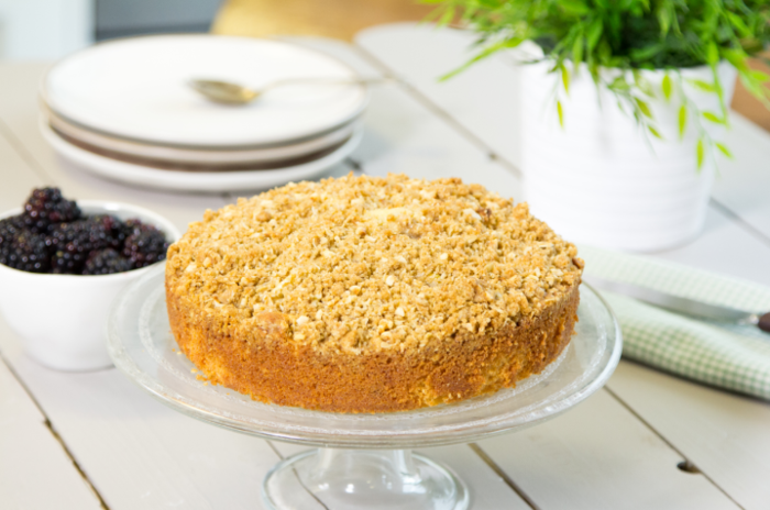 Blackberry and apple crumble cake