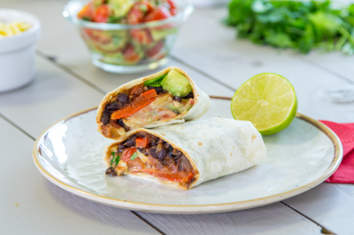 Spicy black bean fajitas with avocado salsa