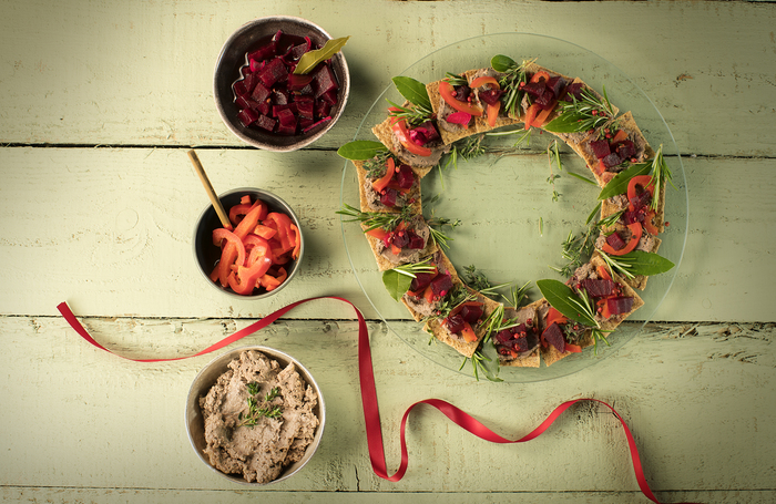 Chicken liver parfait with pickled beetroot