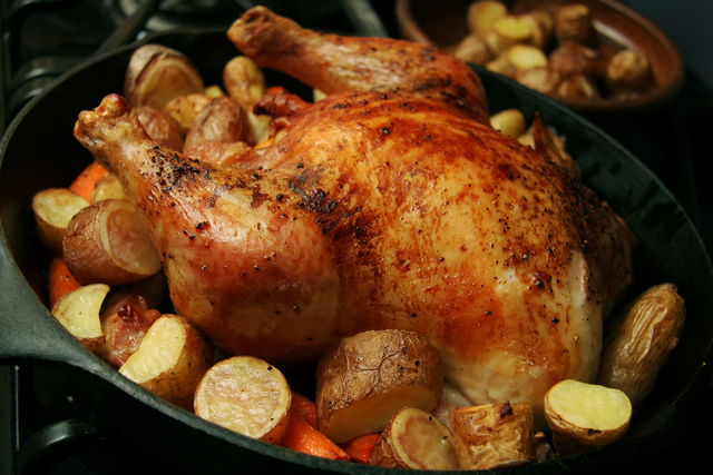 Speedy roast chicken and potatoes