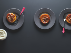 Spiced apple tarte tatins with vanilla frozen yogurt