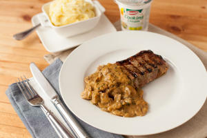 Nevens Sirloin Steak with Peppered Whiskey Sauce