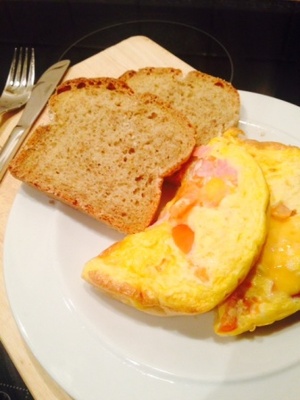 Tomato, ham and cheese omelette